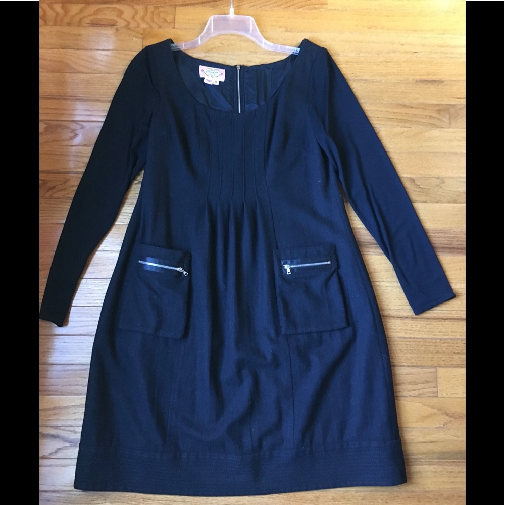 Phoebe Couture Black Wool/Jersey Dress- Size 12